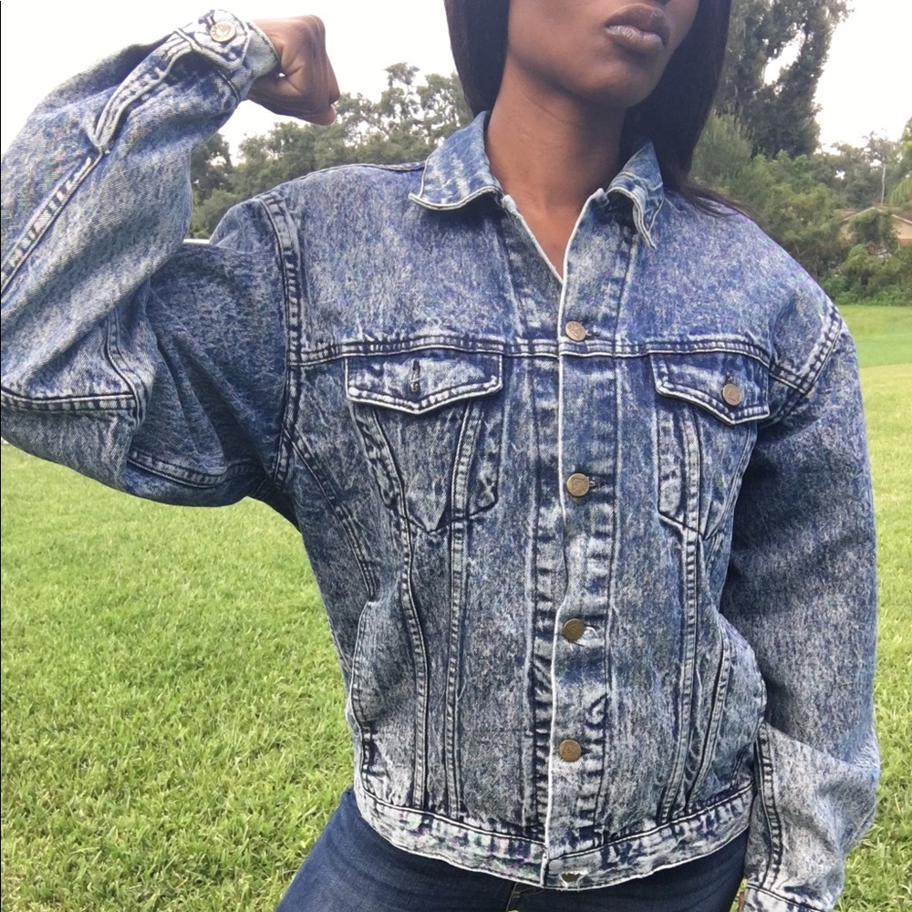 Vintage Oversized Acid Wash Guess Bomber Jacket